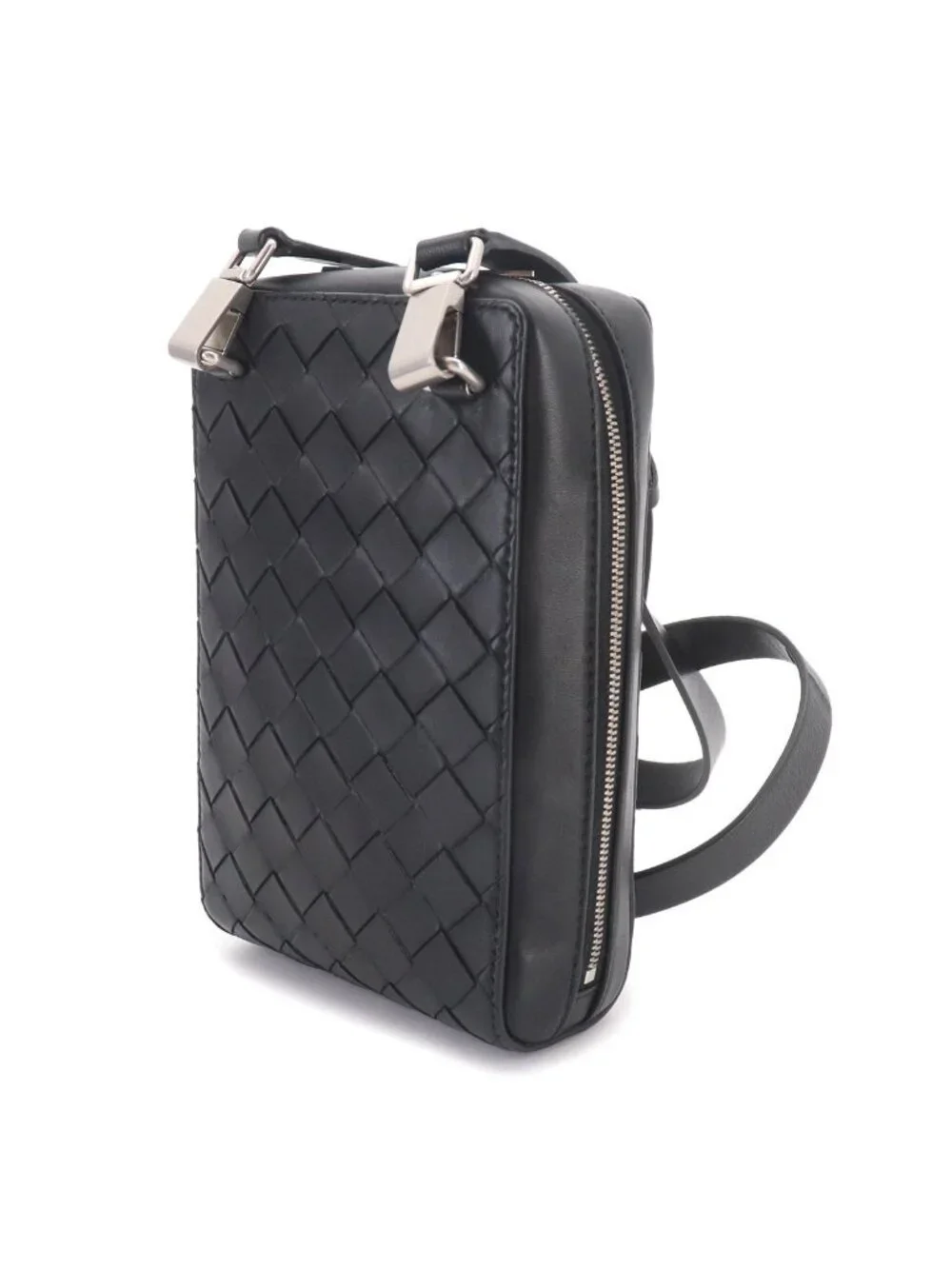 Bottega Veneta Intrecciato Crossbody Shoulder Bag Leather Black